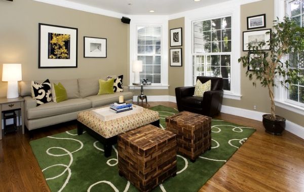 Rug in bold green makes an impact visually