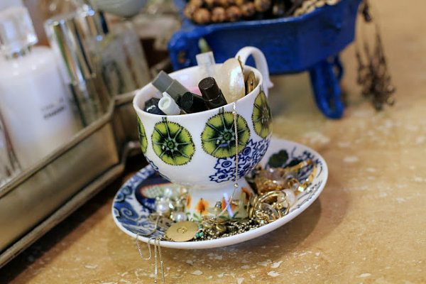 Small jewelry in a teacup