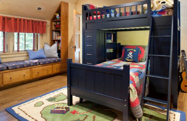 grey and navy boys bedroom