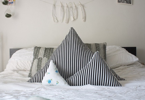 Striped triangle accent pillows