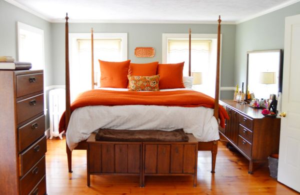 Studies show that warm tones of orange in the bedroom help improve sleep quality