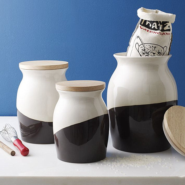 Stylish dipped kitchen canisters