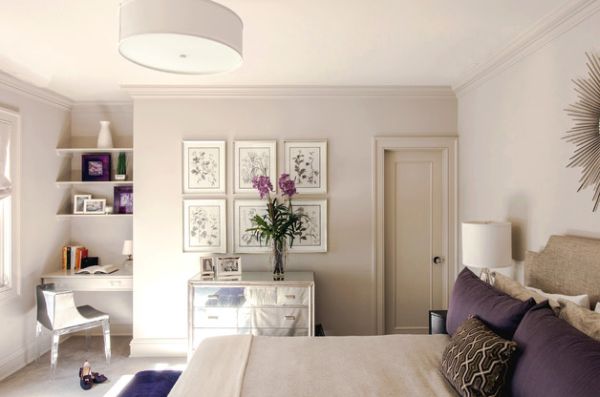 Subtle touches like purple flowers and photo frames can make a distinct impact