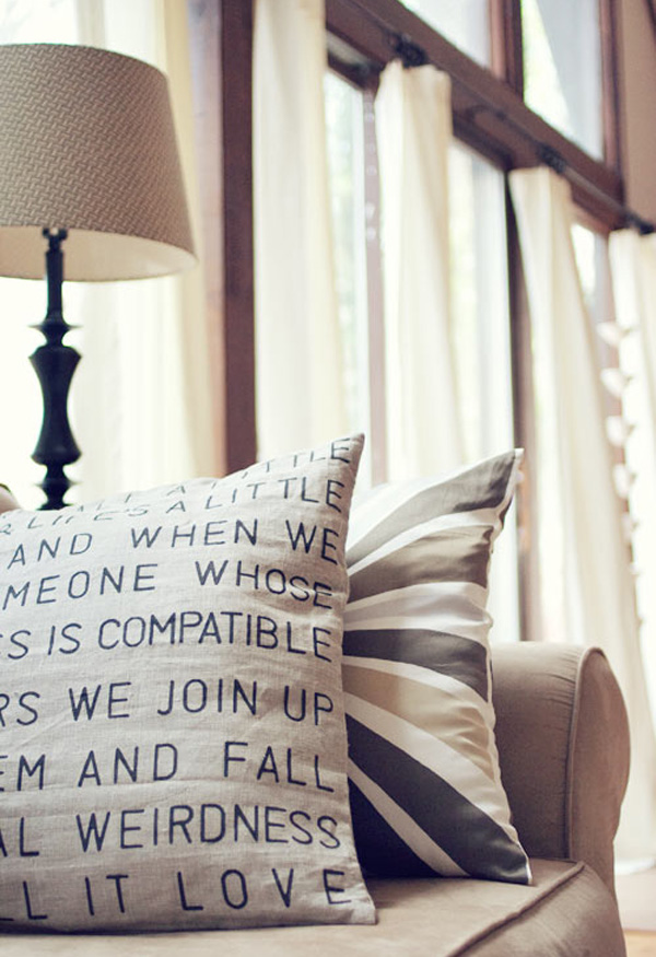 Typography stencil accent pillow DIY