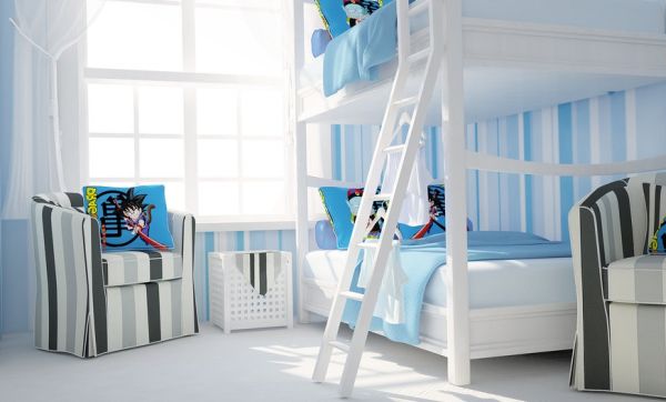 White and light blue stripes make a sophisticated and colorful backdrop