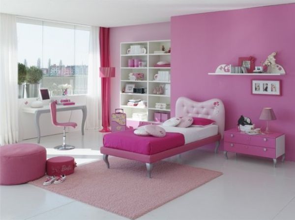 White and pink girls' bedroom