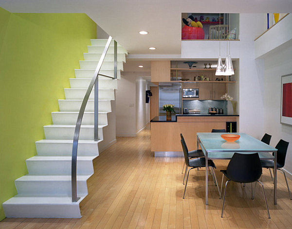 Yellow-green modern staircase