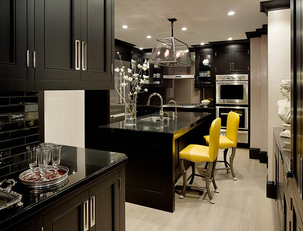 Yellow lemon bar stools for the kitchen