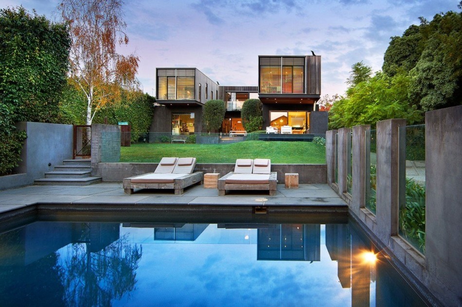 swimming pool in the backyard