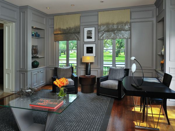 Adding gray to home office brings class and sophistication!