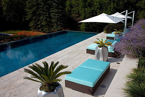 Aqua blue outdoor patio cushions