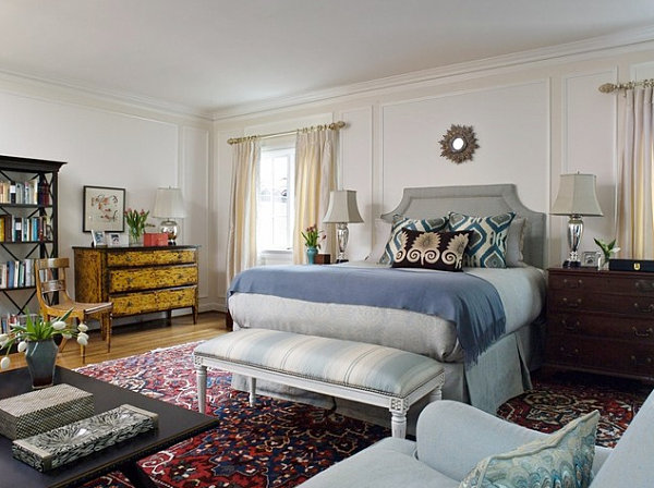 Bedroom rug that anchors the space