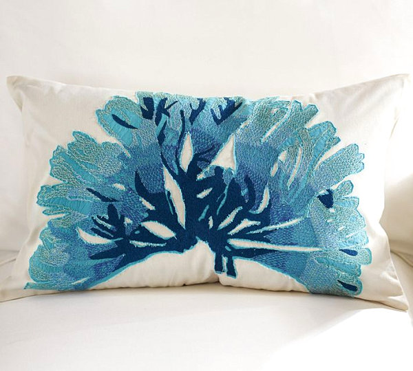 Blue coral pillow