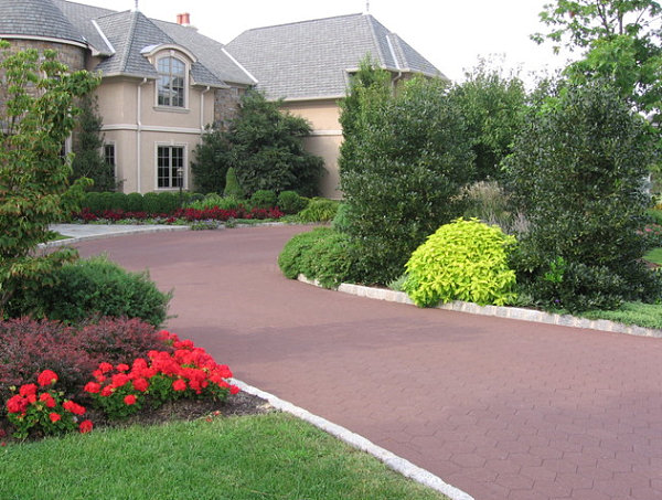 Colorful driveway landscaping