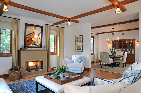 Contemporary Craftsman-style living room