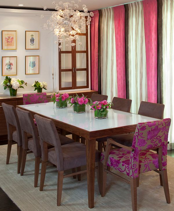 Drapes and flowers bring in touches of fuchsia with natural charm