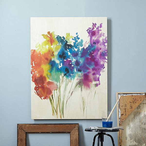 Floral watercolor in rainbow colors