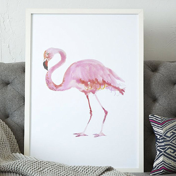 Framed flamingo art