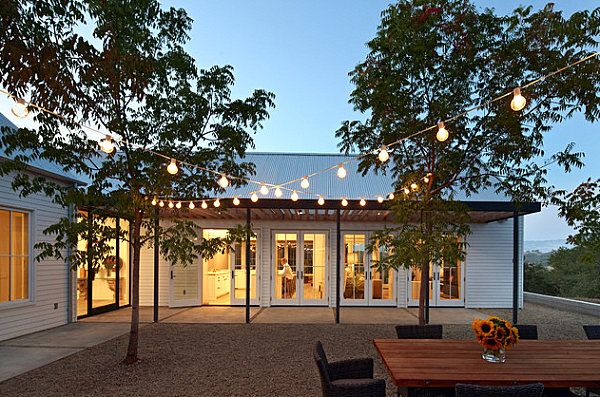 Globe lighting on an outdoor patio