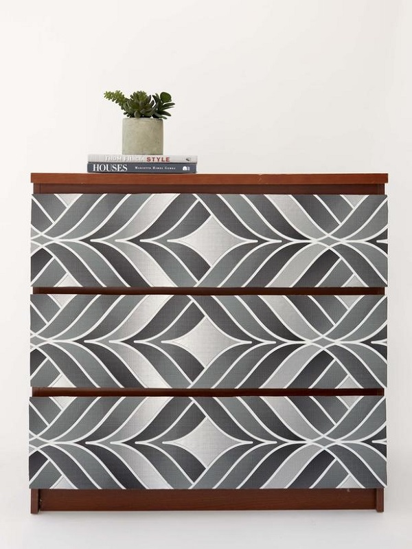 Gray gradient wallpaper dresser DIY