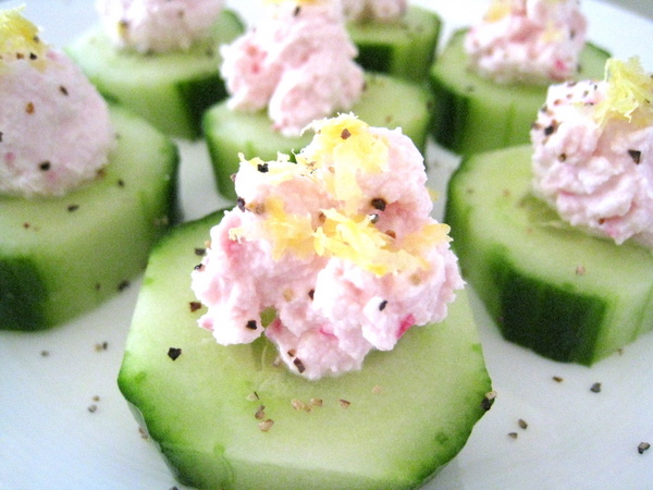 Beet-infused goat cheese appetizers