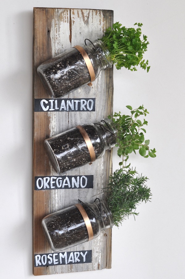 Indoor mason jar herb garden