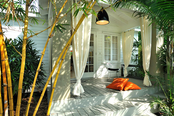 Inviting porch with bamboo and palms