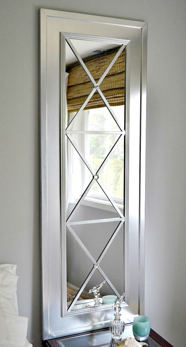 Long mirror DIY with geometric design