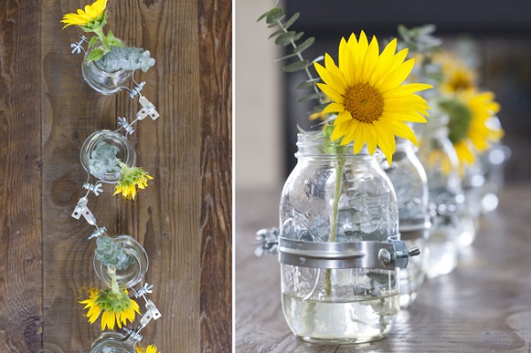 Mason jar flower vase centerpiece DIY