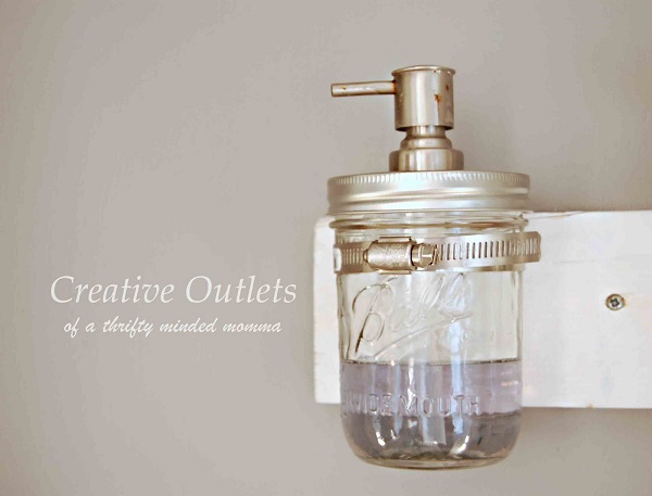 Mason jar organizer with soap dispenser