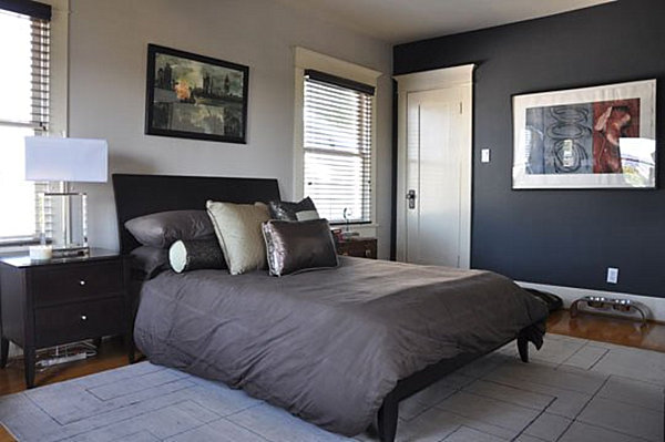 Modern bedroom in a Craftsman home