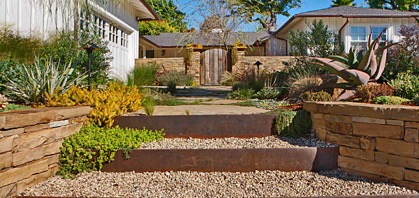 Modern front yard entrance