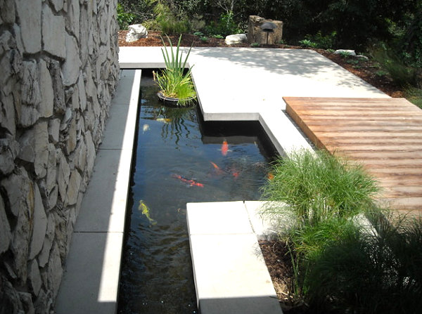 Modern linear garden pond