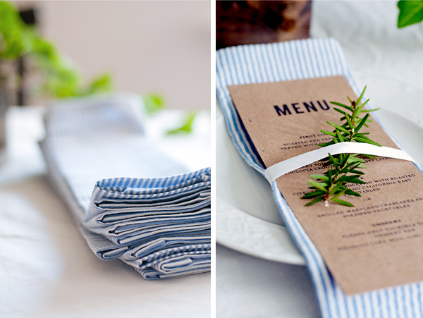 No sew napkin with menu card