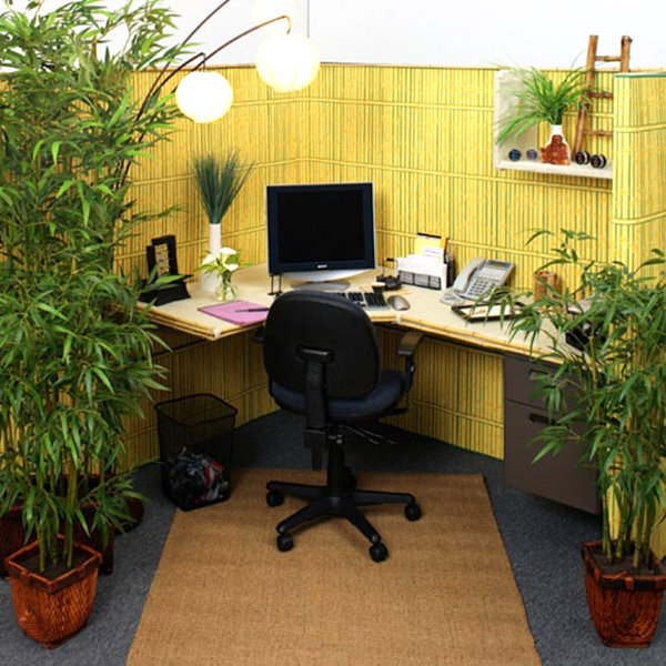 Office with bamboo accents