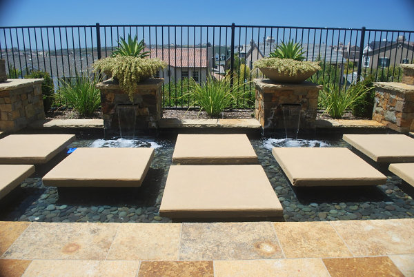 Pond with large stepping stones