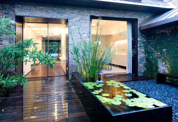 Raised pond in a modern yard