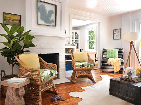 Rattan chairs in a breezy living room