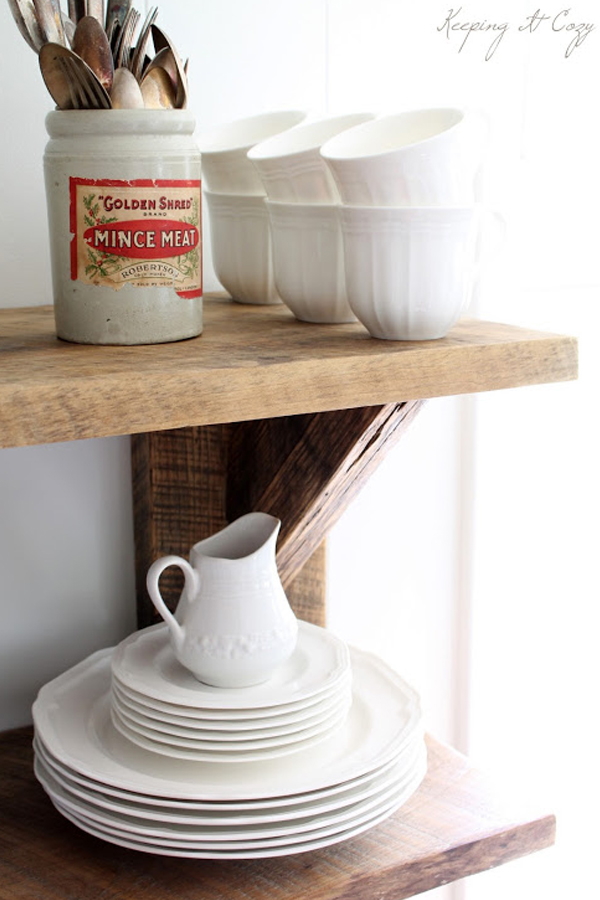 Reclaimed wood hanging shelves