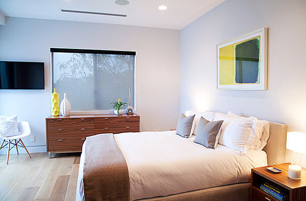 Sleek decor in a clean-lined bedroom