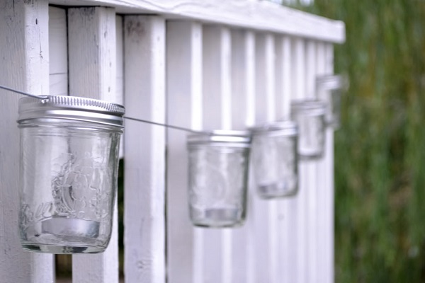 Stringed mason jar candle lanterns