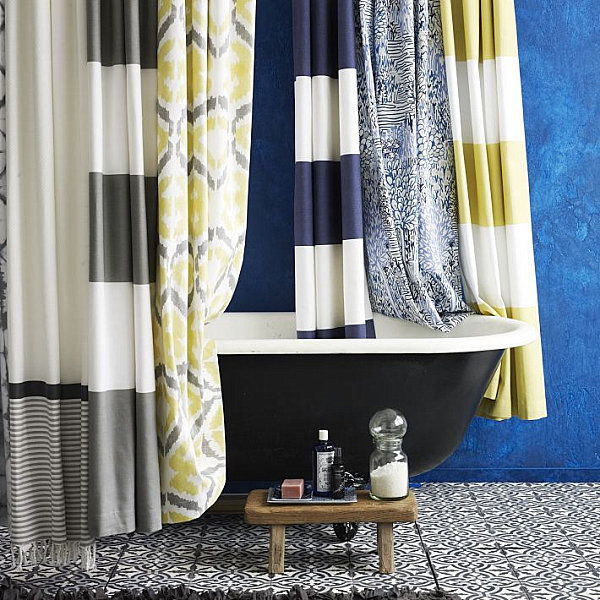 Striped and patterned shower curtains