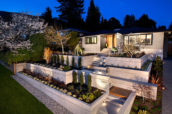 Terraced front yard landscaping