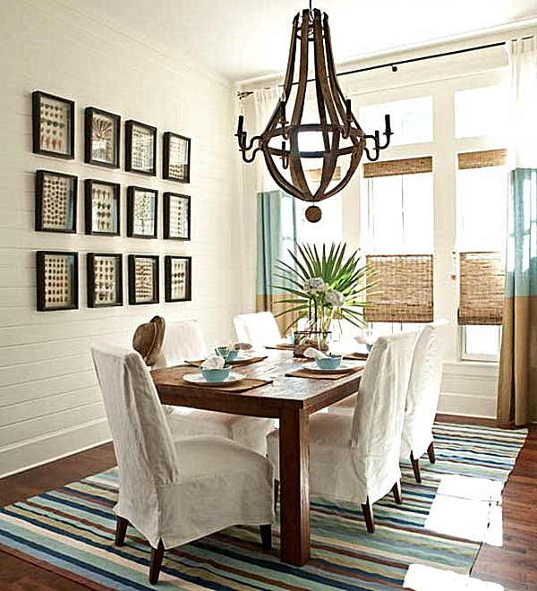 Tropical foliage on a dining room table