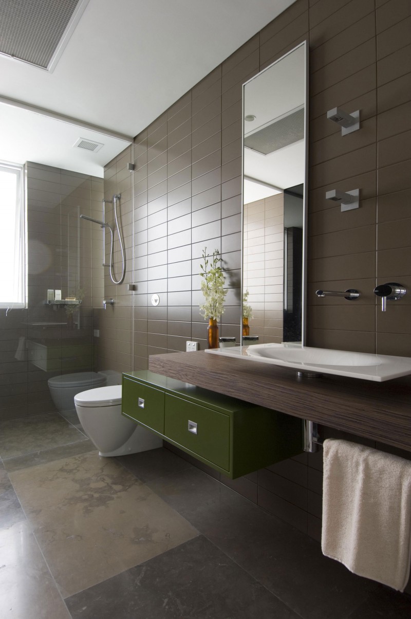 bright brown bathroom tiles