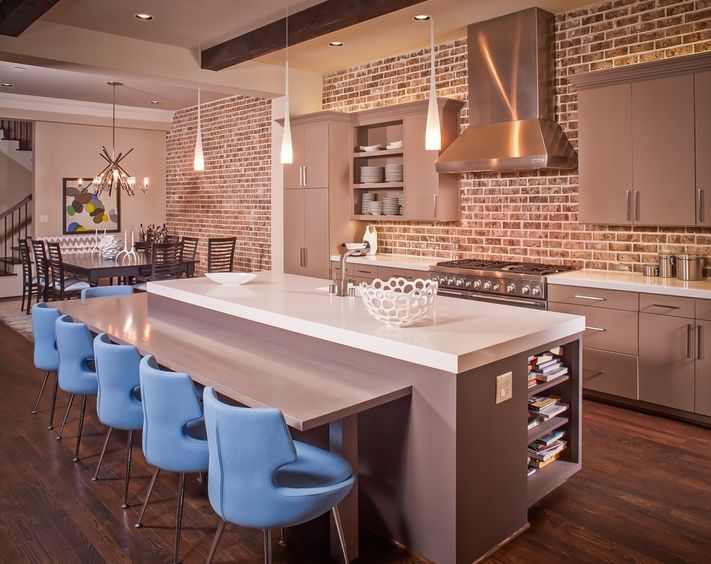 exposed bricks wall - kitchen