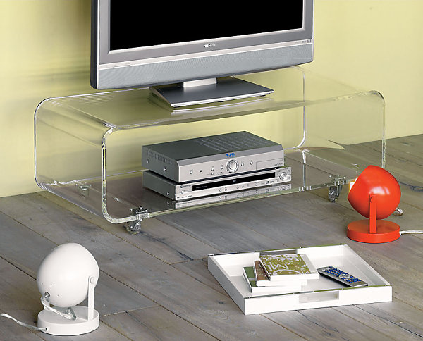 A compact acrylic media console