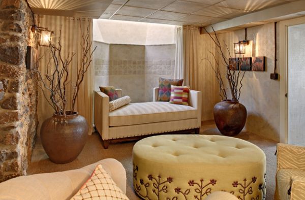 Add the daybed to the basement to create extra seating and sleeping area