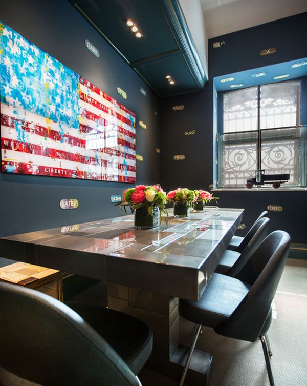 Artistic rendition of the national flag lights up this gorgeous dining space