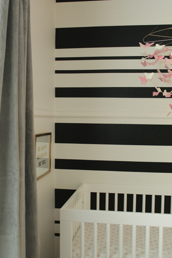 Black and white striped accent wall